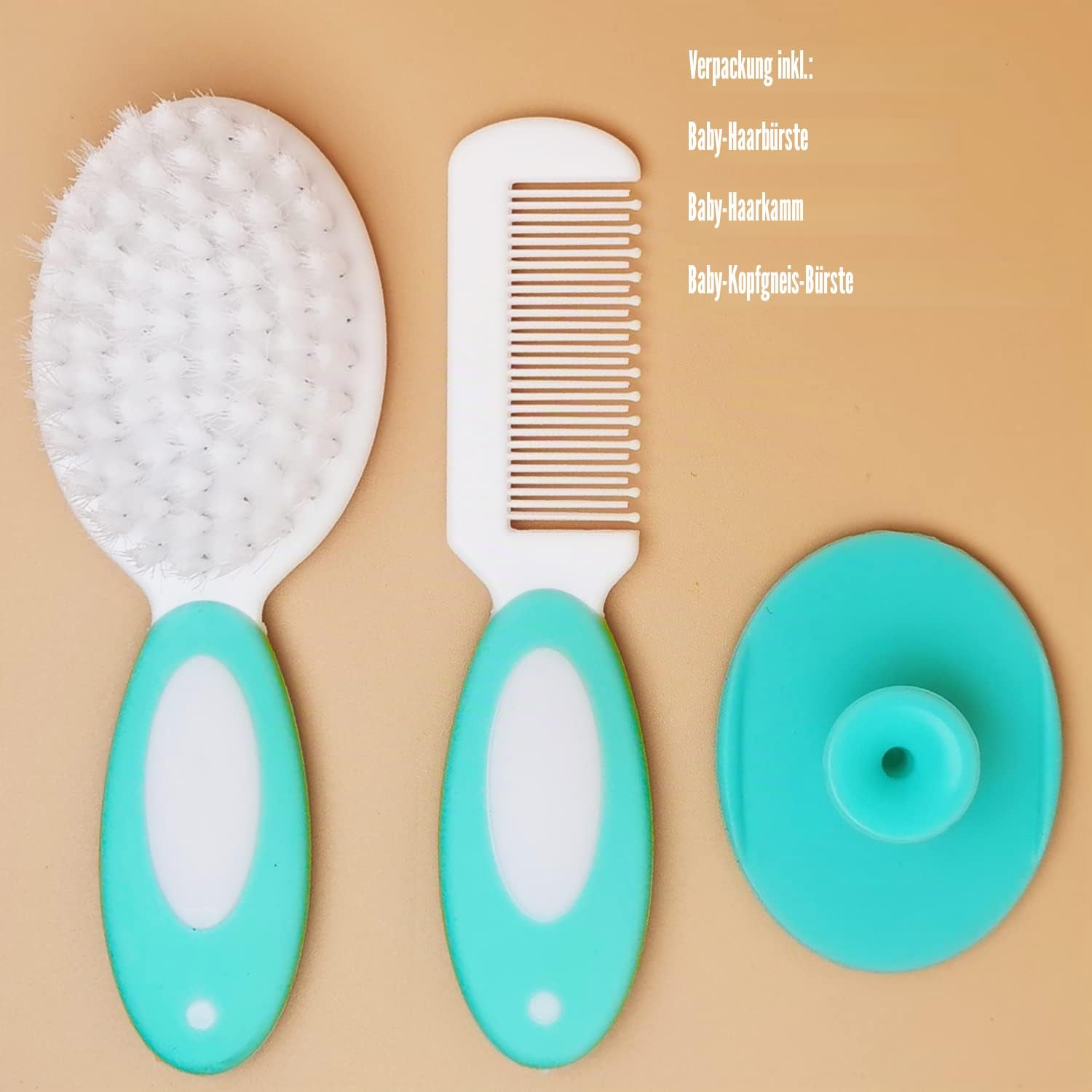 Baby-Haarbürste, Wiegenhut-Bürste, Baby-Haarkamm, Baby-Haarbürste Und Kamm-Set Für Neugeborene & Kleinkinder, Baby-Bürste Mit Weichen Borsten, Ideal Für Wiegenhut, Perfektes Baby-Liste-Geschenk (Grün)