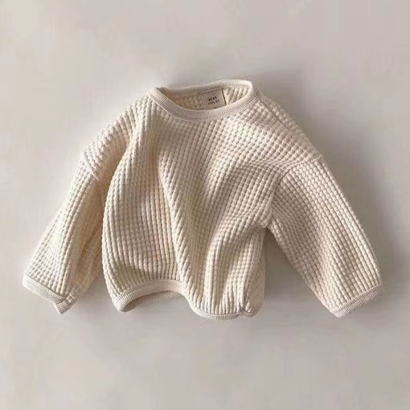 2024 New Autumn Cotton Baby Long Sleeve T Shirts Kids Waffle Shirts Solid Boys Bottoming Infant Girl Tops Toddler Clothes 0-24M