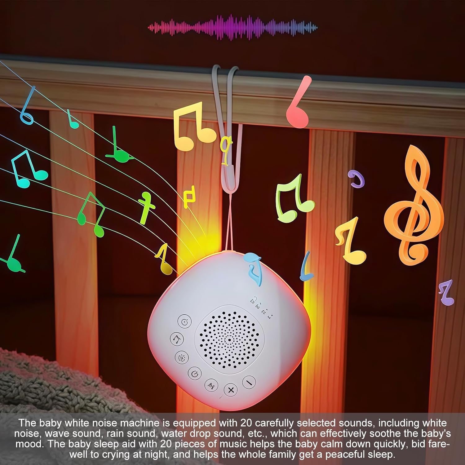 White Noise Machine Baby: Tragbare Baby Soundmaschine Mit Nachtlicht, Einschlafhilfe Babys Mit 20 Musik, White Noise Machine Baby Mit Timerfunktion, Nachtlicht Und Weißes Rauschen Baby