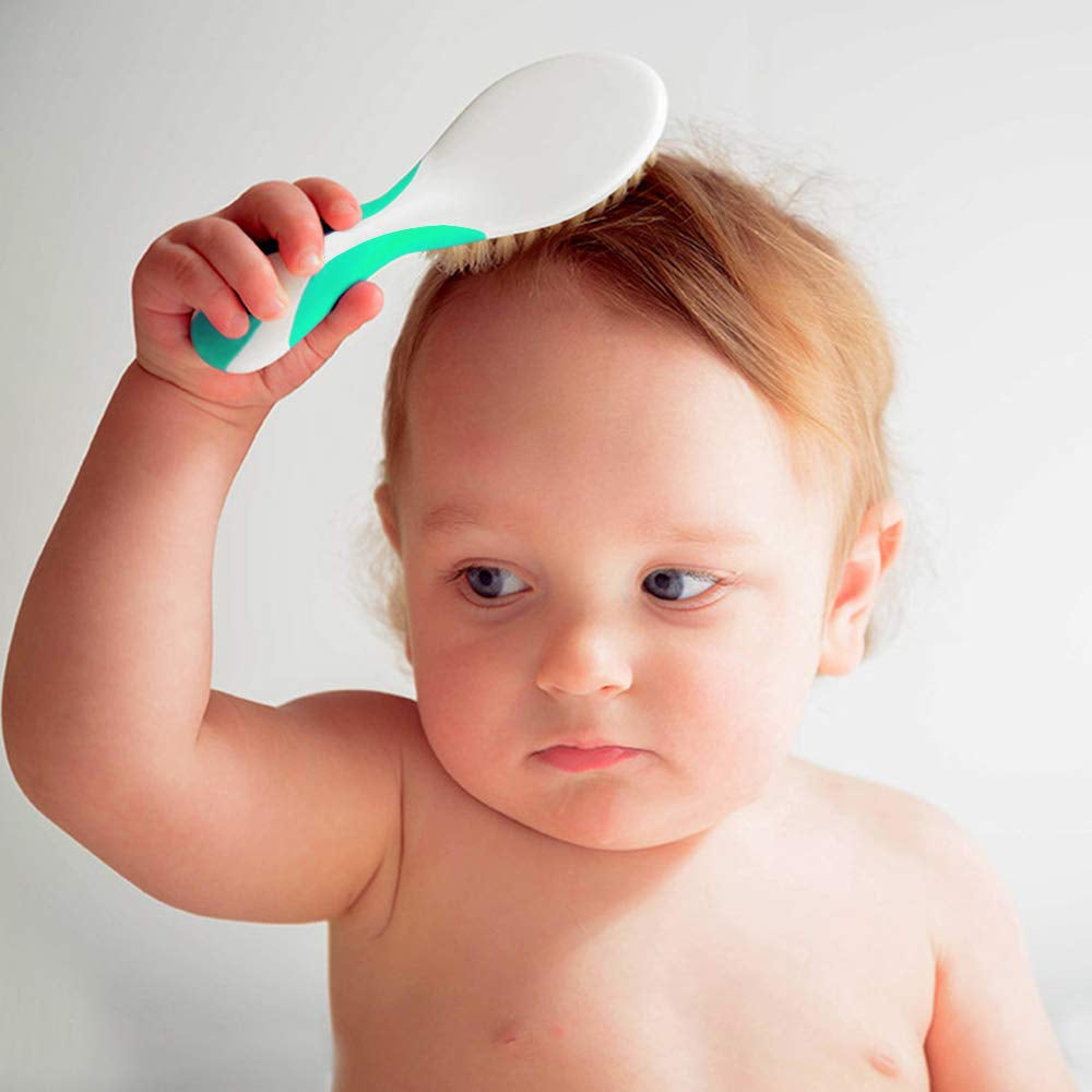 Baby-Haarbürste, Wiegenhut-Bürste, Baby-Haarkamm, Baby-Haarbürste Und Kamm-Set Für Neugeborene & Kleinkinder, Baby-Bürste Mit Weichen Borsten, Ideal Für Wiegenhut, Perfektes Baby-Liste-Geschenk (Grün)