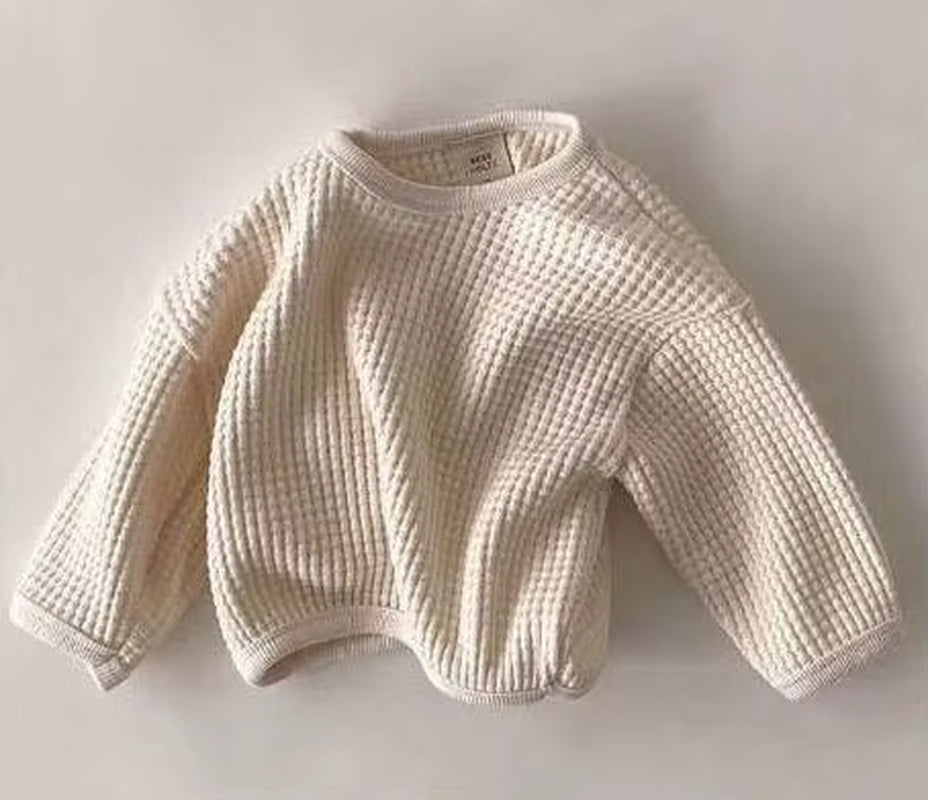 2024 New Autumn Cotton Baby Long Sleeve T Shirts Kids Waffle Shirts Solid Boys Bottoming Infant Girl Tops Toddler Clothes 0-24M