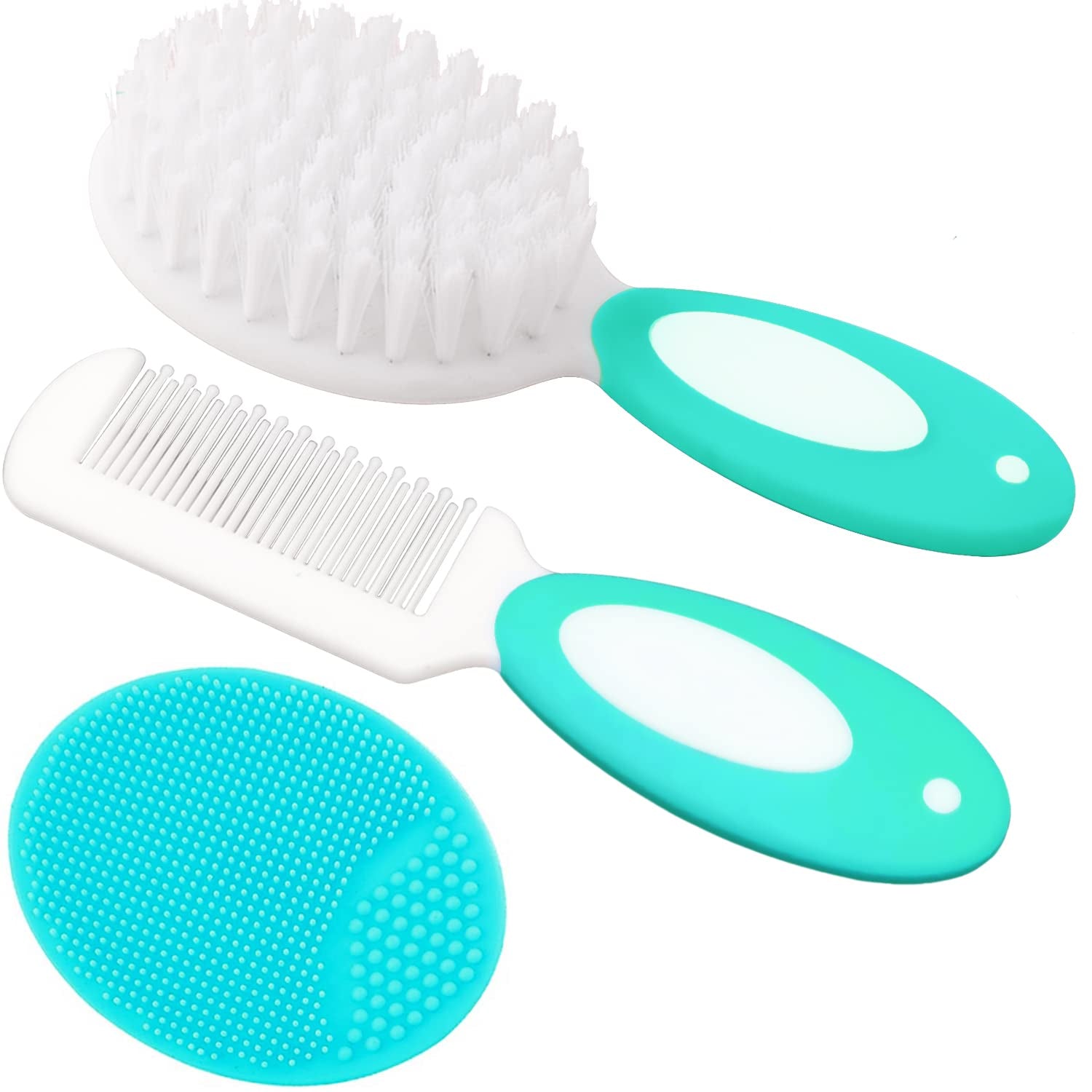 Baby-Haarbürste, Wiegenhut-Bürste, Baby-Haarkamm, Baby-Haarbürste Und Kamm-Set Für Neugeborene & Kleinkinder, Baby-Bürste Mit Weichen Borsten, Ideal Für Wiegenhut, Perfektes Baby-Liste-Geschenk (Grün)