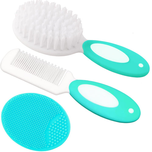Baby-Haarbürste, Wiegenhut-Bürste, Baby-Haarkamm, Baby-Haarbürste Und Kamm-Set Für Neugeborene & Kleinkinder, Baby-Bürste Mit Weichen Borsten, Ideal Für Wiegenhut, Perfektes Baby-Liste-Geschenk (Grün)